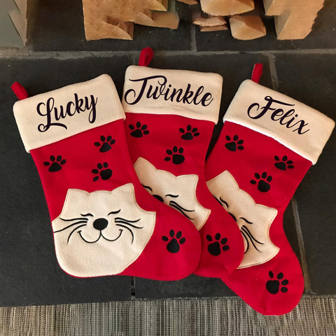 Image of Personalised Cat Stocking - cats face design
