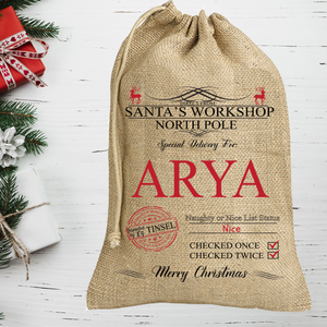 Direct from Santa's Workshop Personalised Christmas Gift Jute Sack