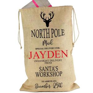 North Pole Mail - Delivered from Santa's Workshop Jute Sack
